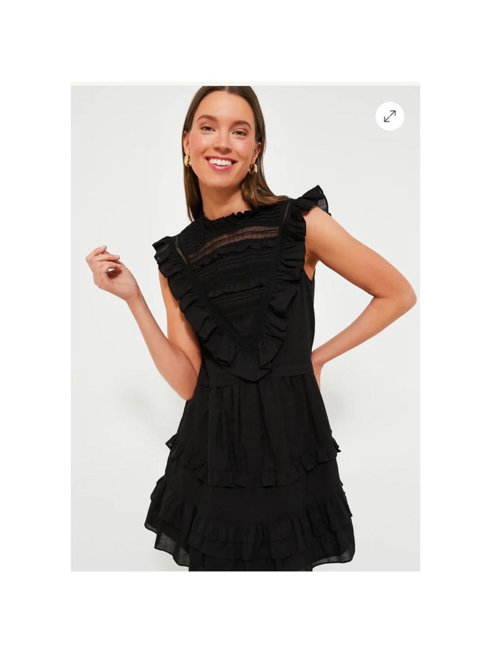 NWT - Tuckernuck Pomander Place Black Ruffled Tiered Dress - large